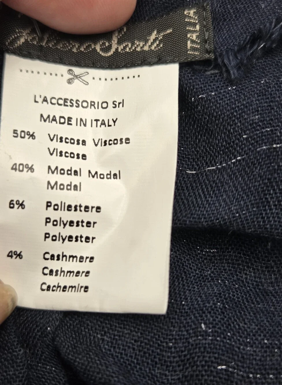 NWT Faliero Sarti Navy Metallic Diamantina Scarf.